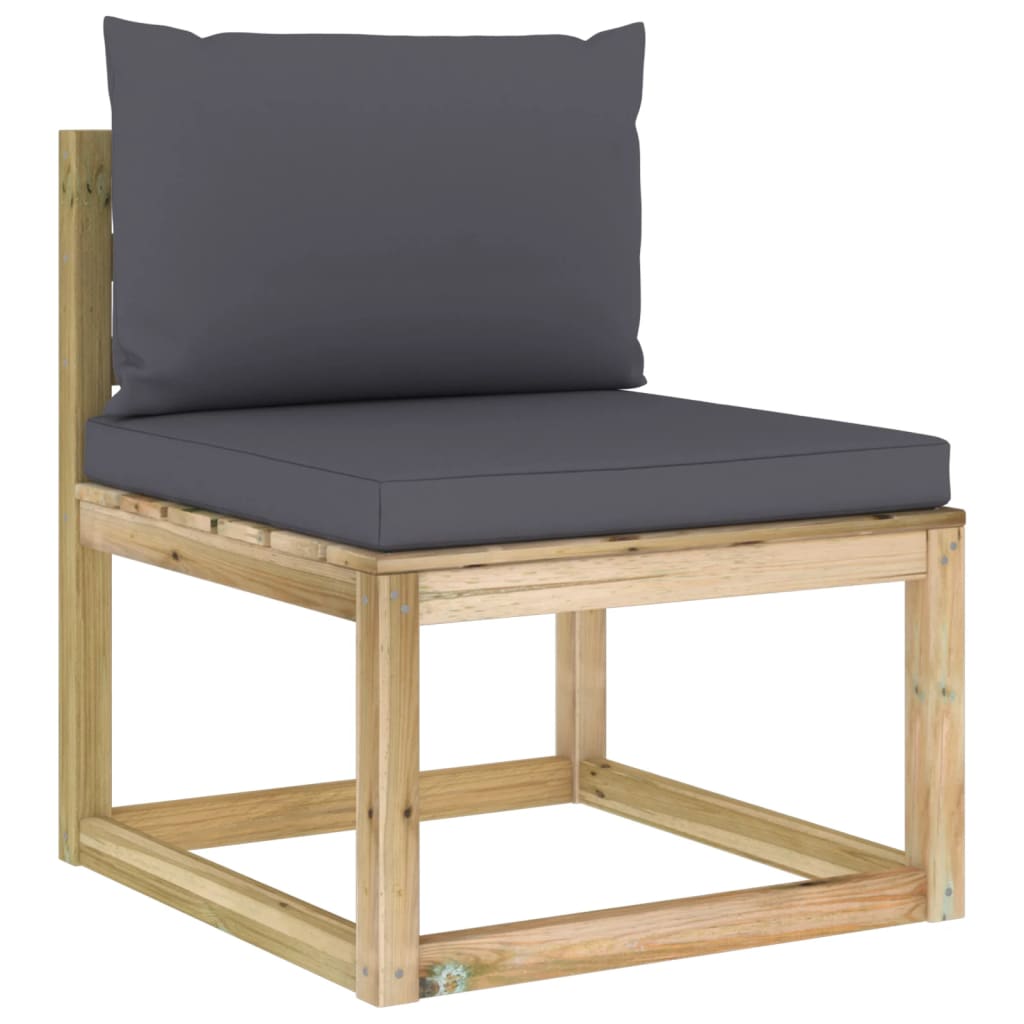 Garten-Mittelsofa mit Kissen Grün Imprägniertes Kiefernholz