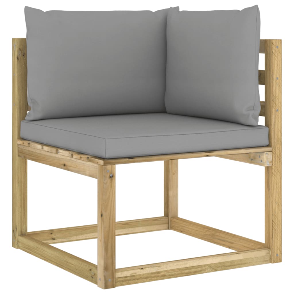 Garten-Ecksofa mit Kissen Grün Imprägniertes Kiefernholz