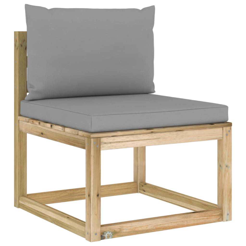 Garten-Mittelsofa mit Kissen Grün Imprägniertes Kiefernholz