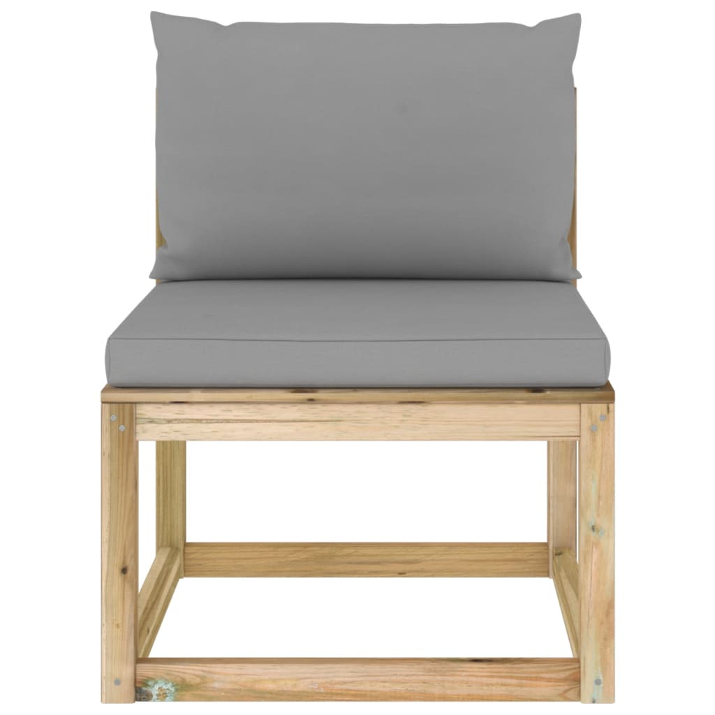 Garten-Mittelsofa mit Kissen Grün Imprägniertes Kiefernholz