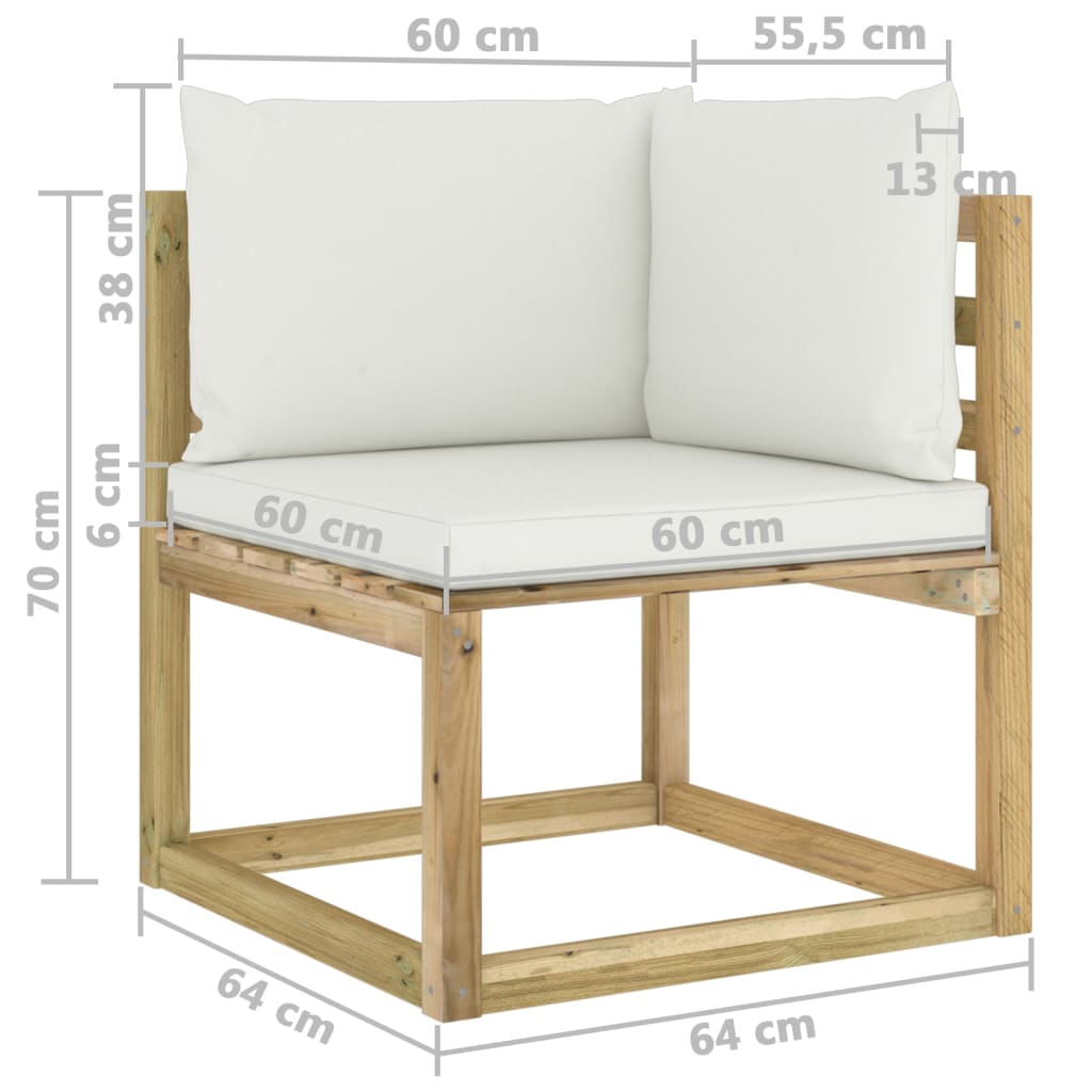 Garten-Ecksofa mit Kissen Grün Imprägniertes Kiefernholz