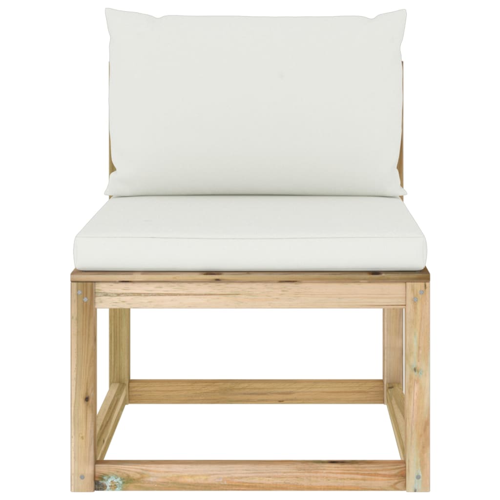 Garten-Mittelsofa mit Kissen Grün Imprägniertes Kiefernholz