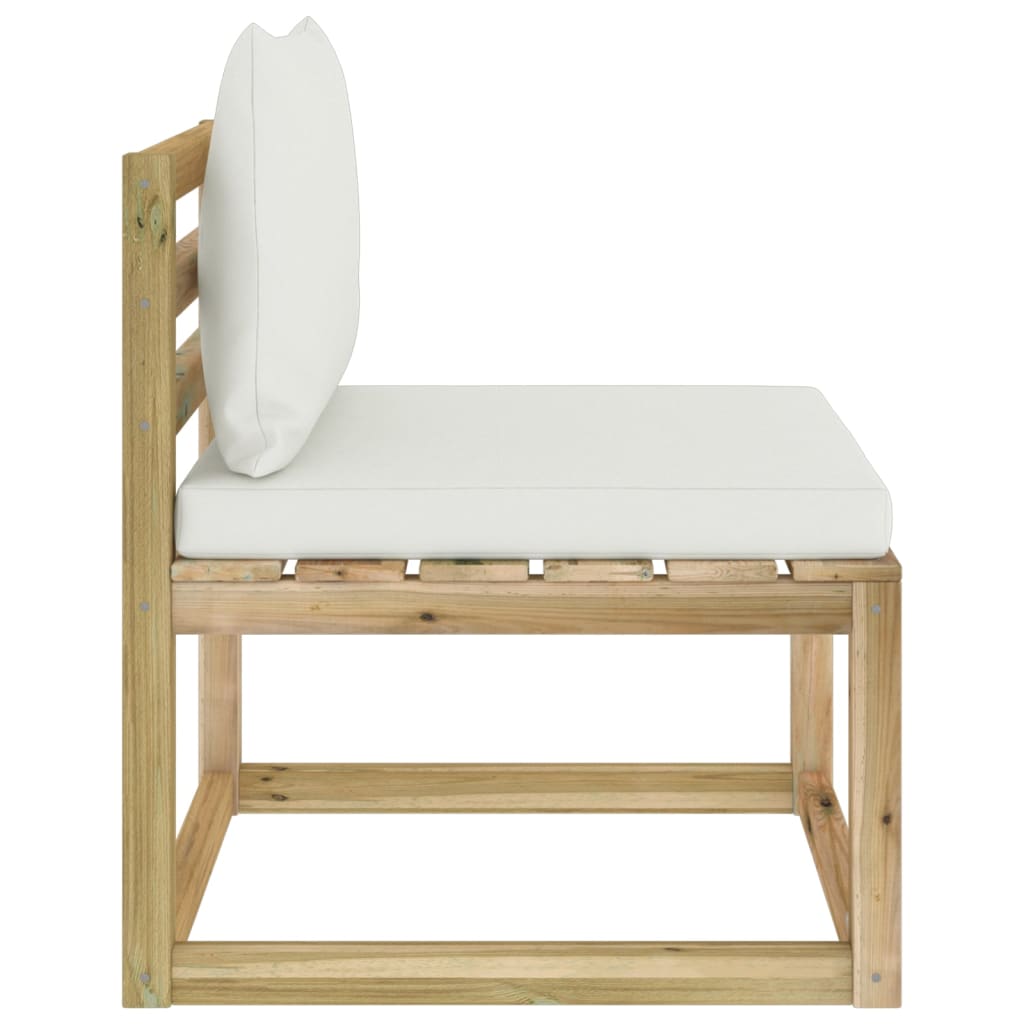 Garten-Mittelsofa mit Kissen Grün Imprägniertes Kiefernholz