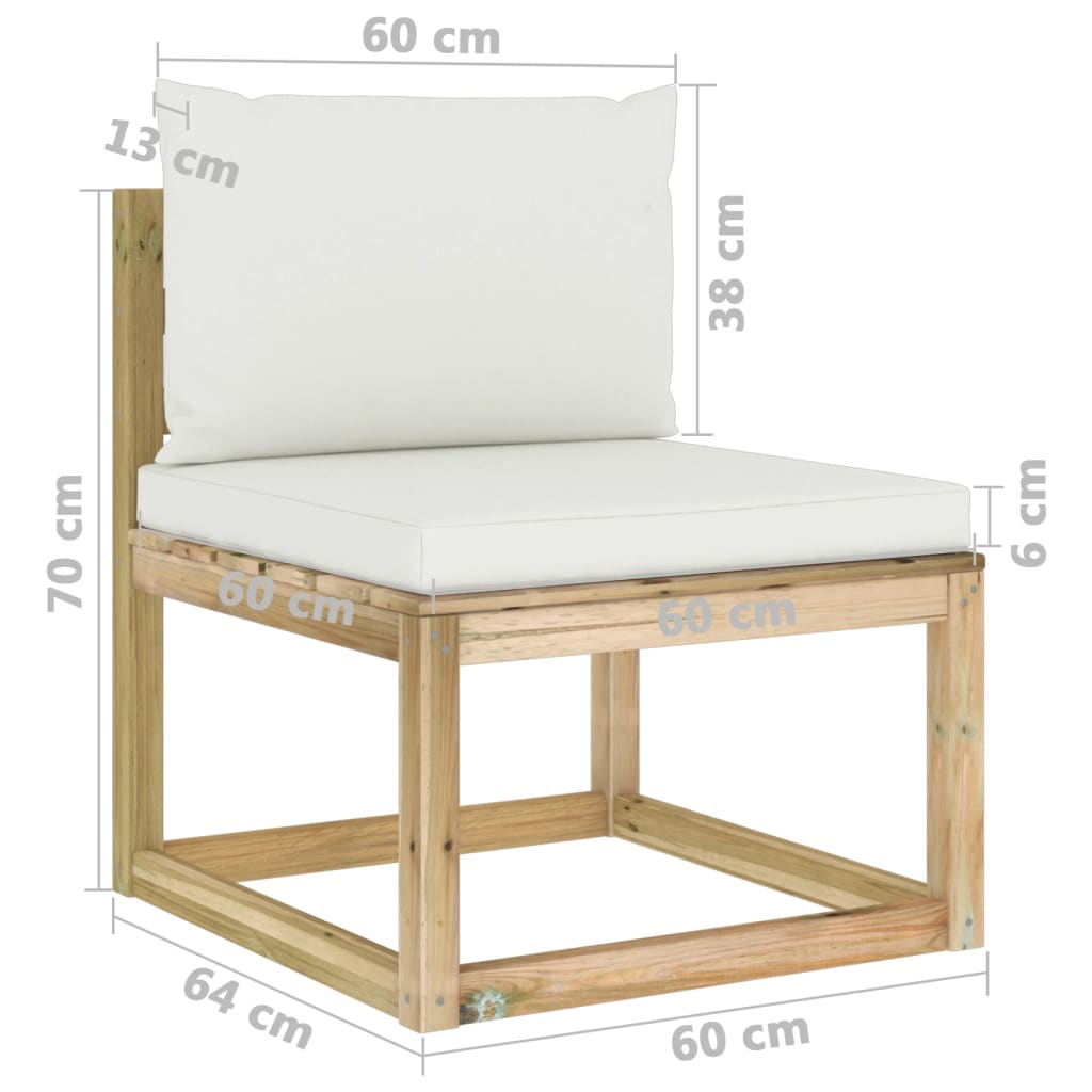 Garten-Mittelsofa mit Kissen Grün Imprägniertes Kiefernholz