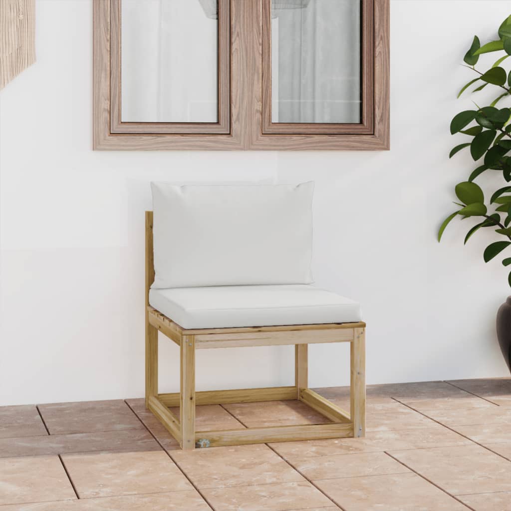 Garten-Mittelsofa mit Kissen Grün Imprägniertes Kiefernholz