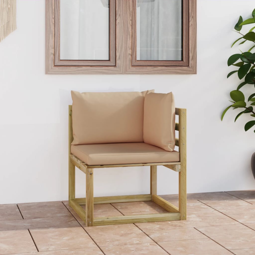 Garten-Ecksofa mit Kissen Grün Imprägniertes Kiefernholz