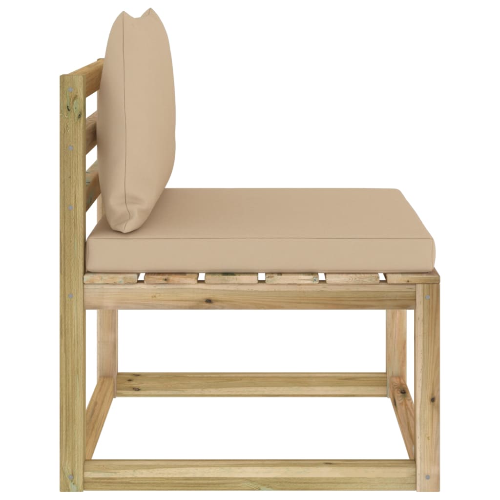 Garten-Mittelsofa mit Kissen Grün Imprägniertes Kiefernholz