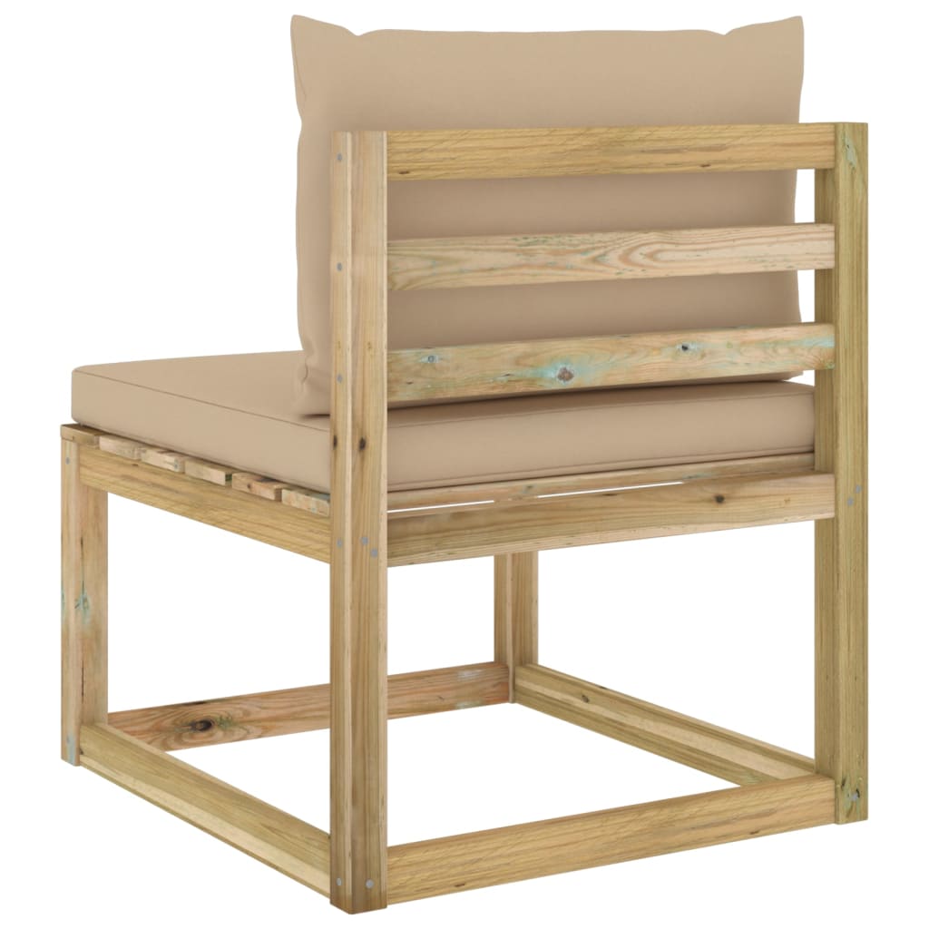 Garten-Mittelsofa mit Kissen Grün Imprägniertes Kiefernholz