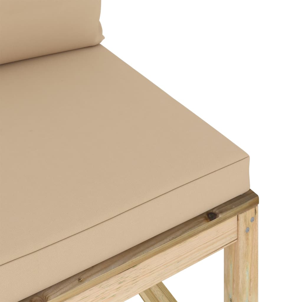 Garten-Mittelsofa mit Kissen Grün Imprägniertes Kiefernholz