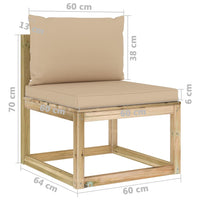 Thumbnail for Garten-Mittelsofa mit Kissen Grün Imprägniertes Kiefernholz