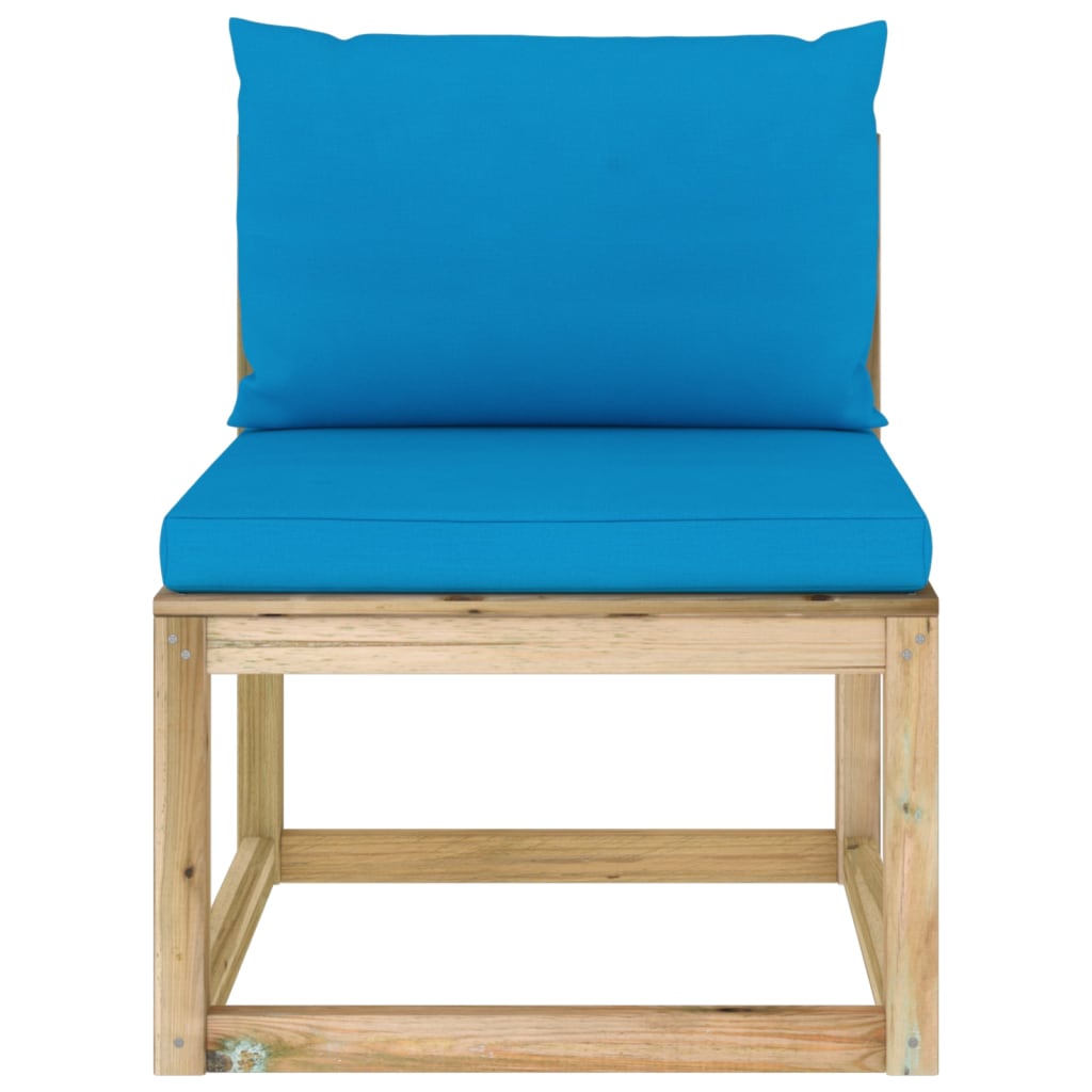 Garten-Mittelsofa mit Kissen Grün Imprägniertes Kiefernholz