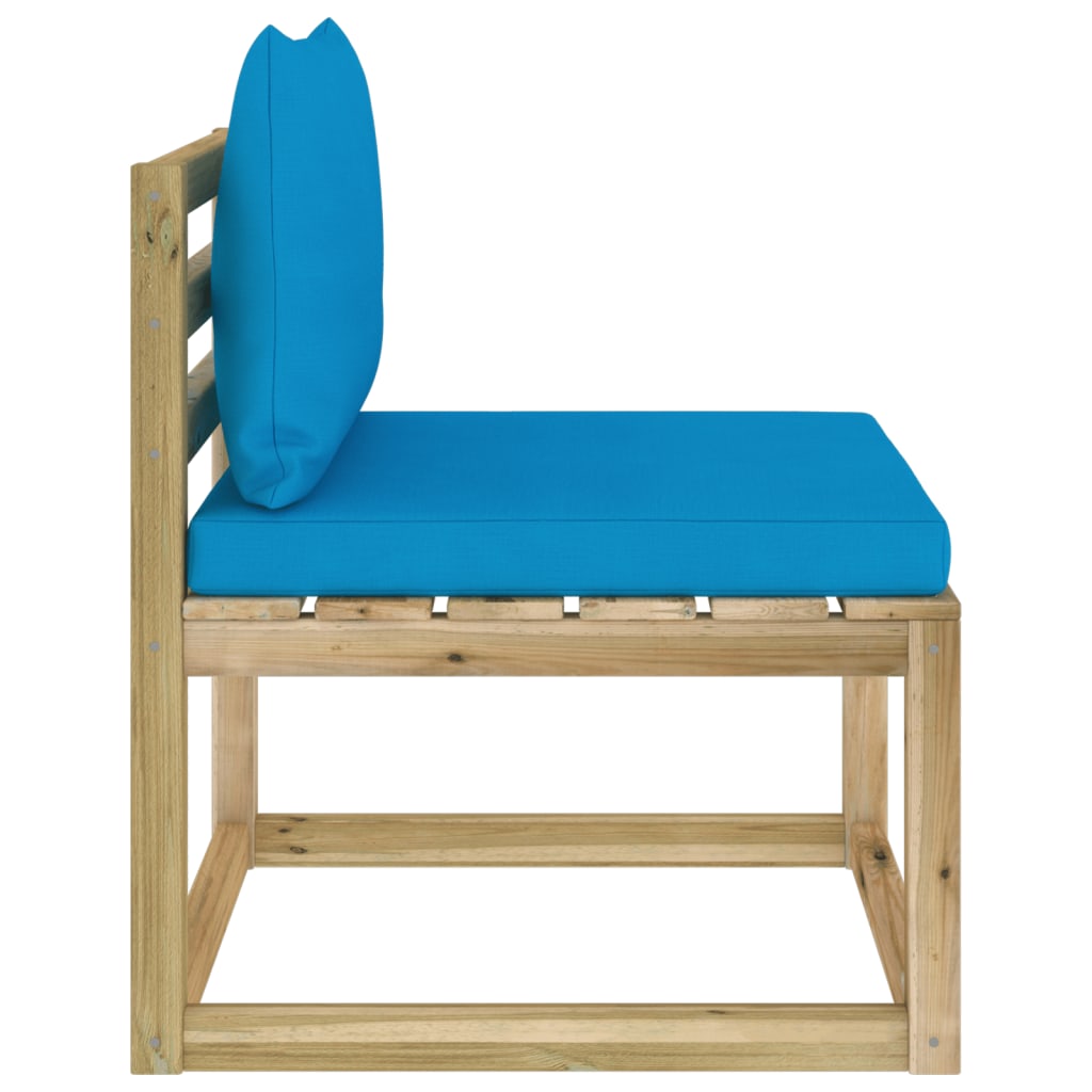 Garten-Mittelsofa mit Kissen Grün Imprägniertes Kiefernholz