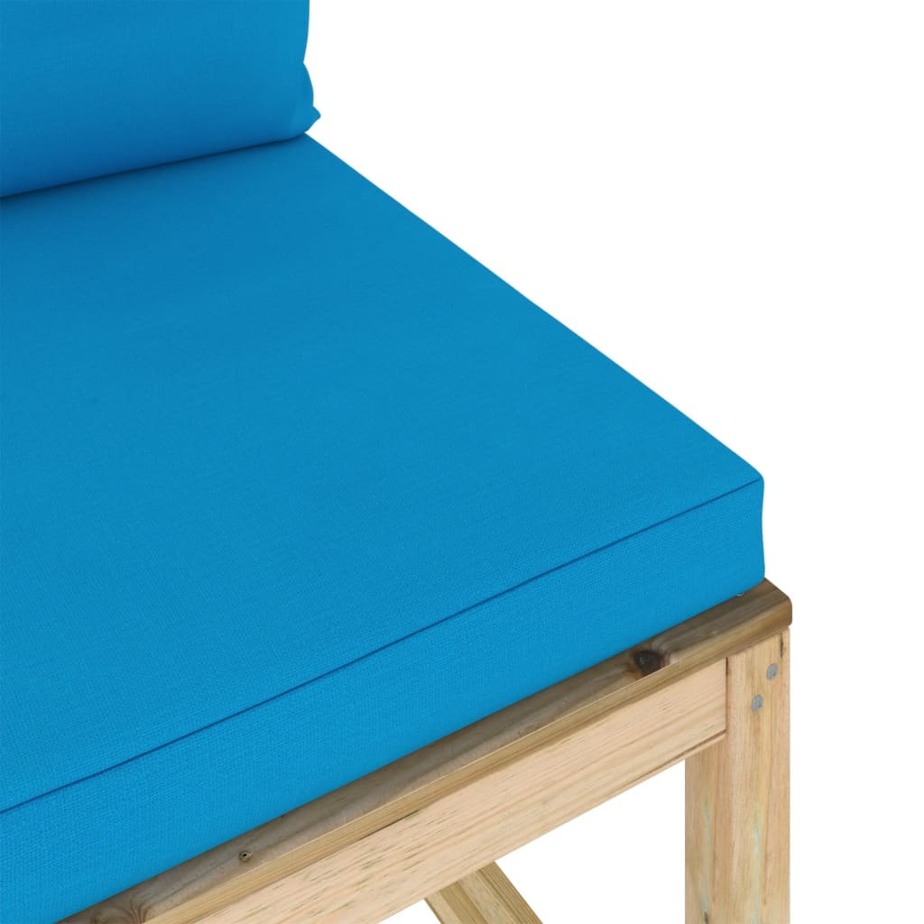 Garten-Mittelsofa mit Kissen Grün Imprägniertes Kiefernholz