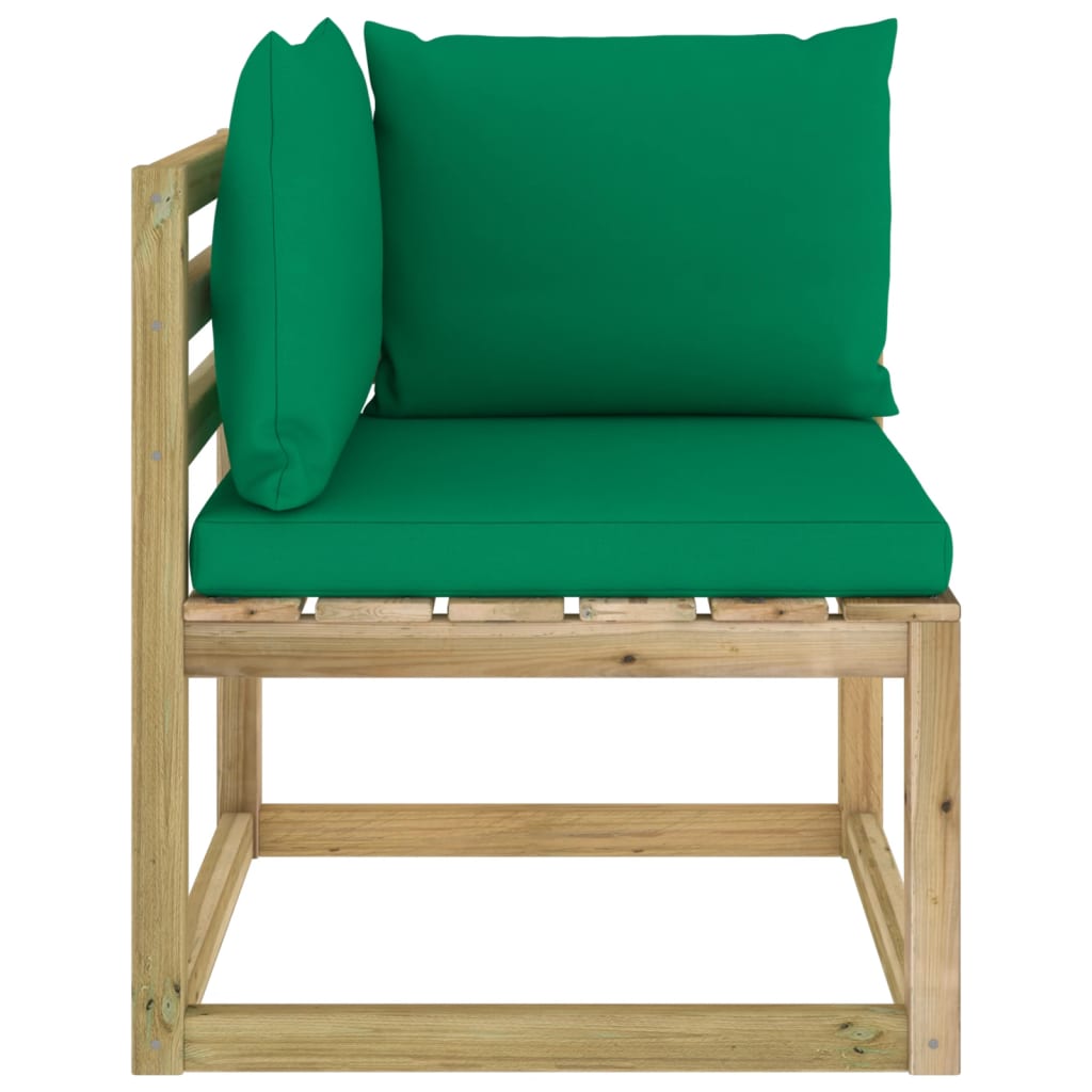 Garten-Ecksofa mit Kissen Grün Imprägniertes Kiefernholz