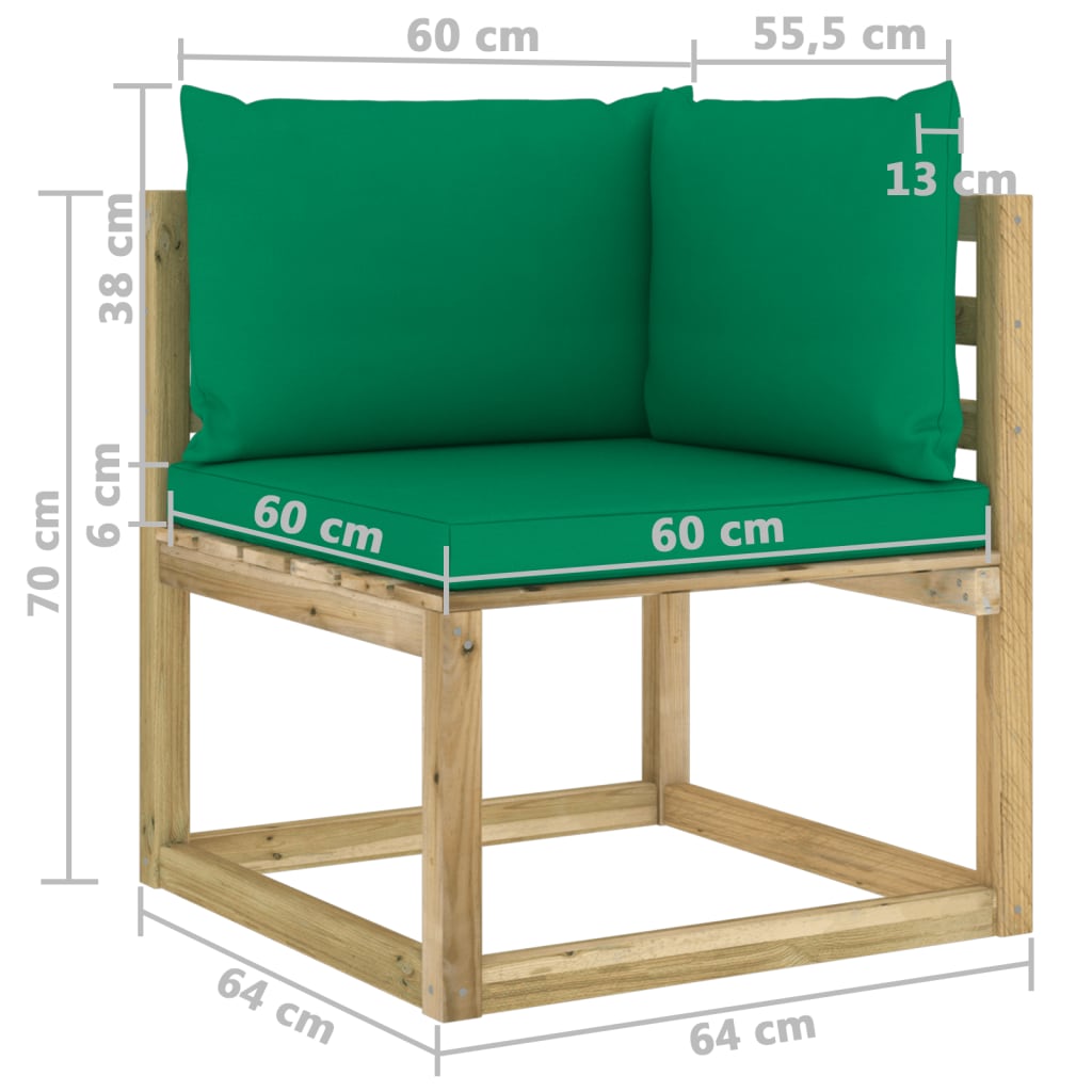 Garten-Ecksofa mit Kissen Grün Imprägniertes Kiefernholz