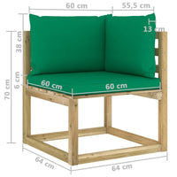 Thumbnail for Garten-Ecksofa mit Kissen Grün Imprägniertes Kiefernholz