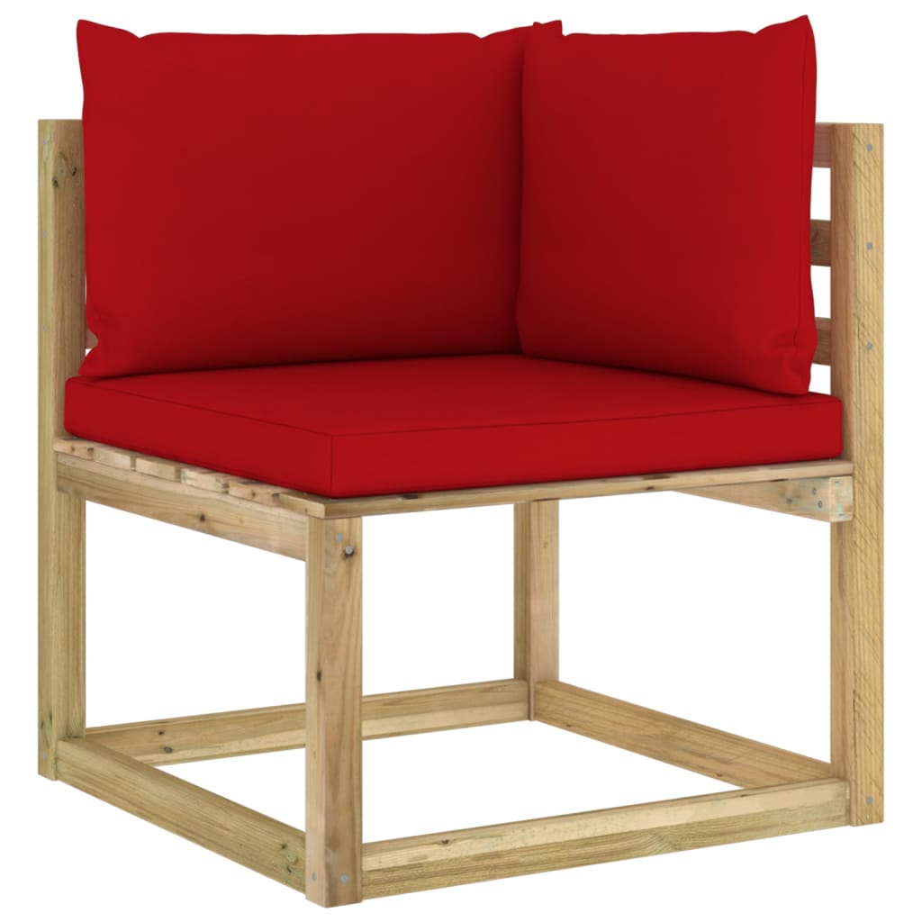 Garten-Ecksofa mit Kissen Grün Imprägniertes Kiefernholz