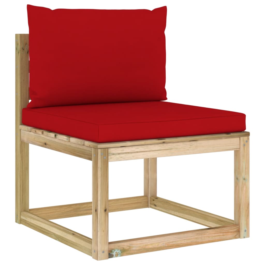 Garten-Mittelsofa mit Kissen Grün Imprägniertes Kiefernholz
