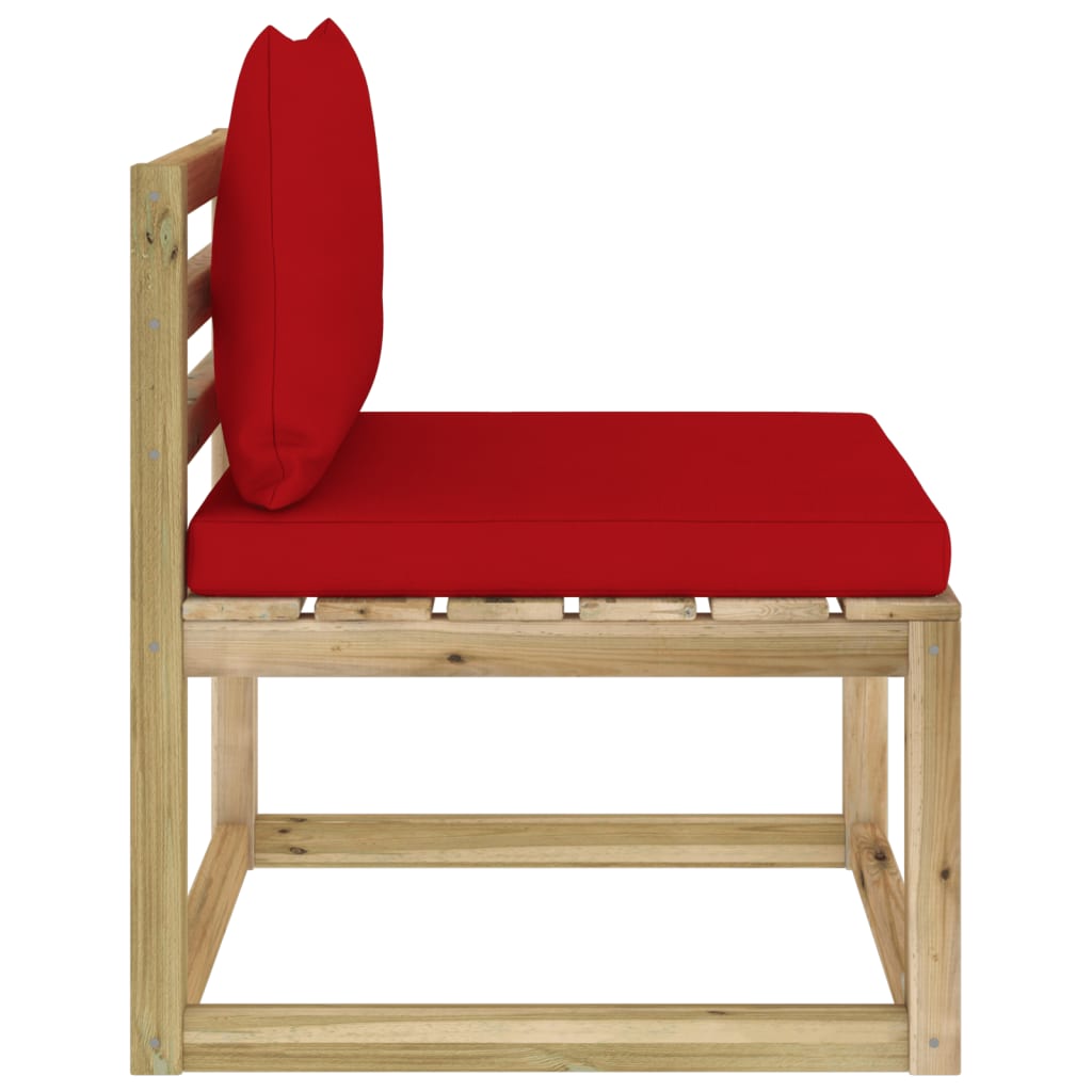 Garten-Mittelsofa mit Kissen Grün Imprägniertes Kiefernholz
