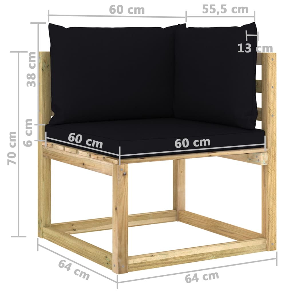 Garten-Ecksofa mit Kissen Grün Imprägniertes Kiefernholz