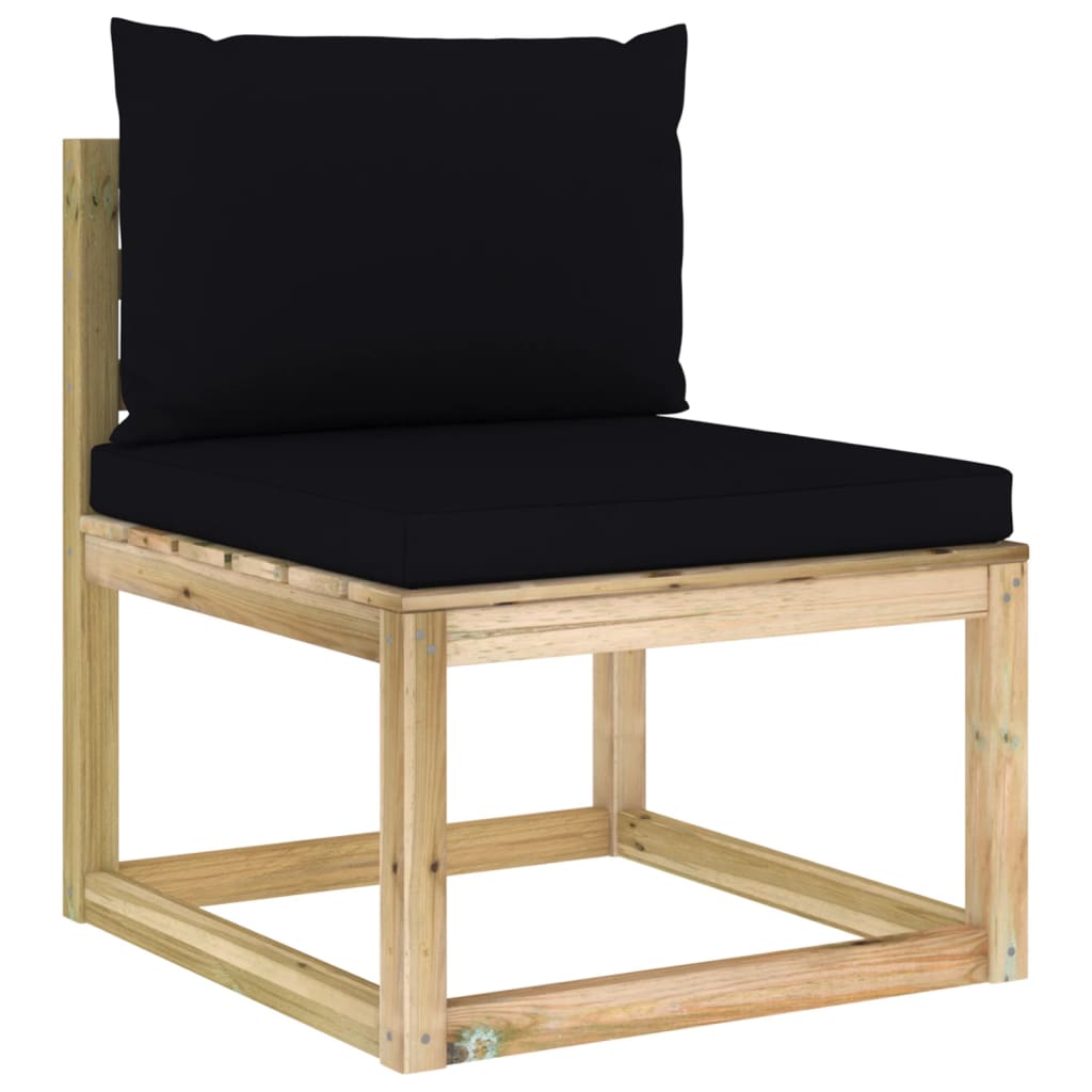 Garten-Mittelsofa mit Kissen Grün Imprägniertes Kiefernholz