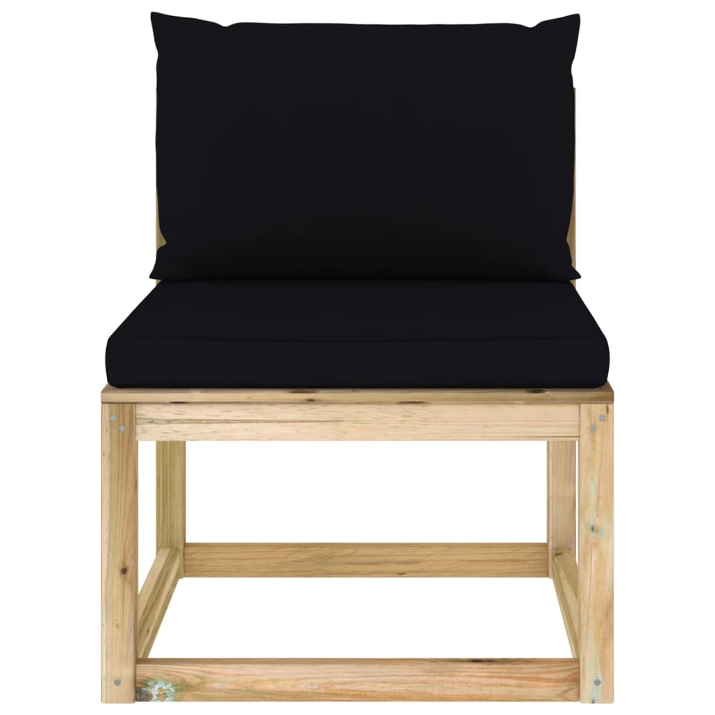 Garten-Mittelsofa mit Kissen Grün Imprägniertes Kiefernholz