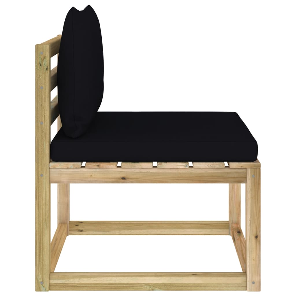 Garten-Mittelsofa mit Kissen Grün Imprägniertes Kiefernholz