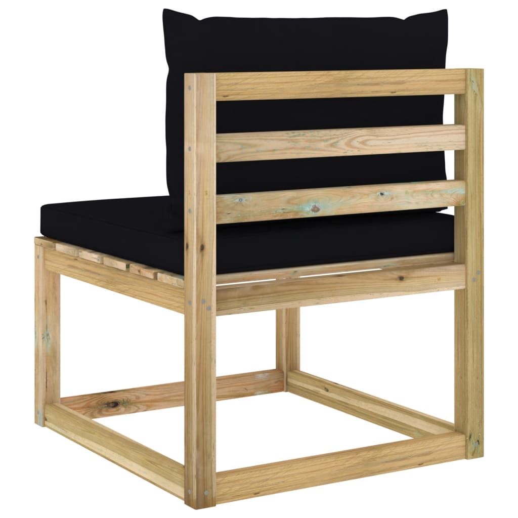 Garten-Mittelsofa mit Kissen Grün Imprägniertes Kiefernholz