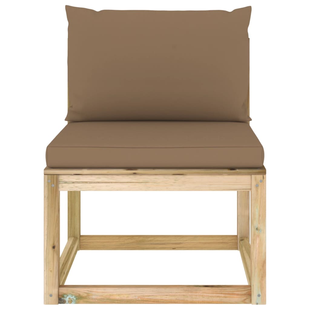 Garten-Mittelsofa mit Kissen Grün Imprägniertes Kiefernholz