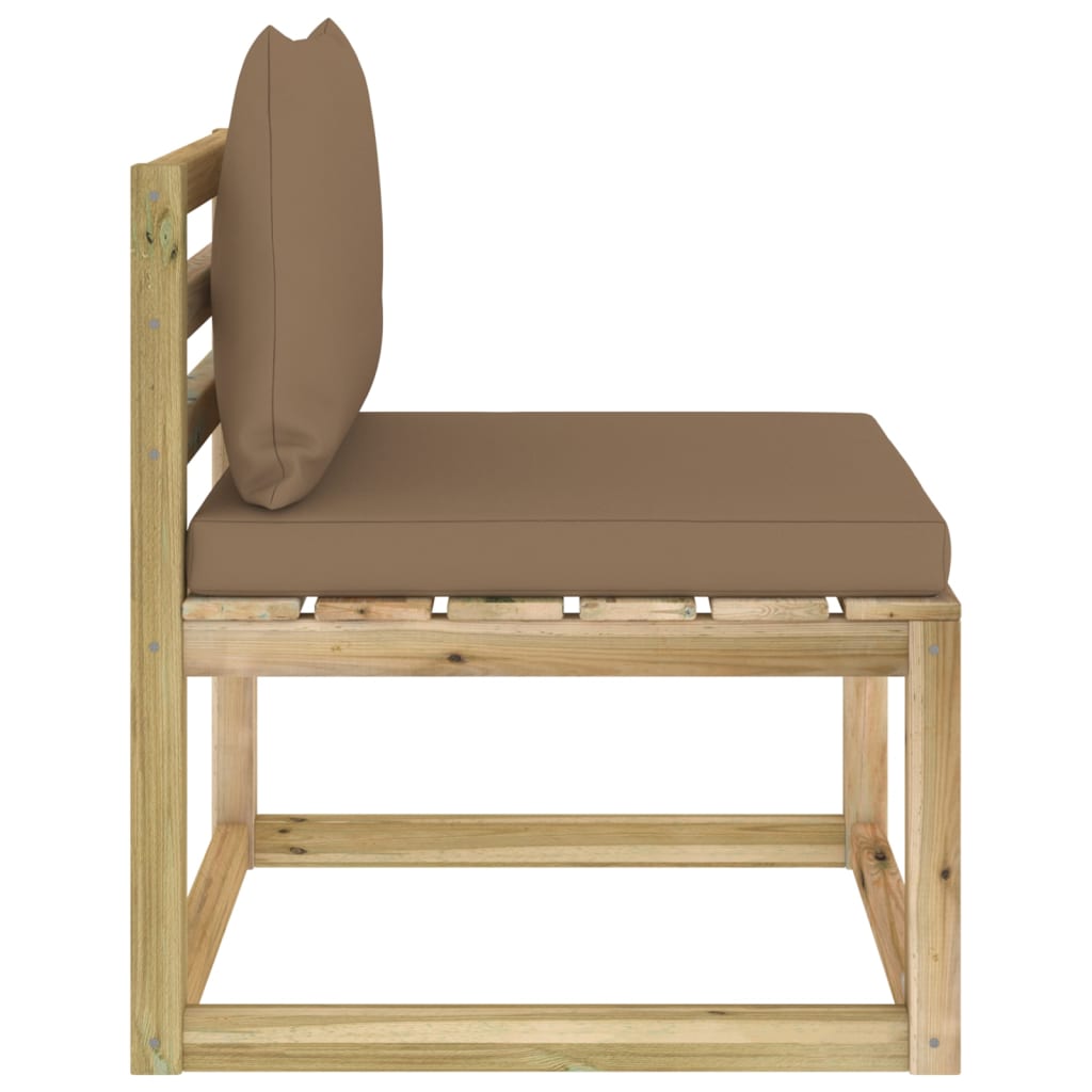 Garten-Mittelsofa mit Kissen Grün Imprägniertes Kiefernholz