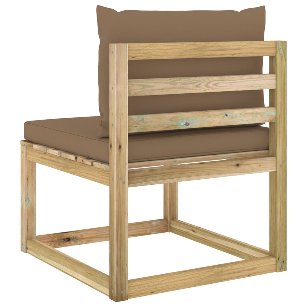 Garten-Mittelsofa mit Kissen Grün Imprägniertes Kiefernholz