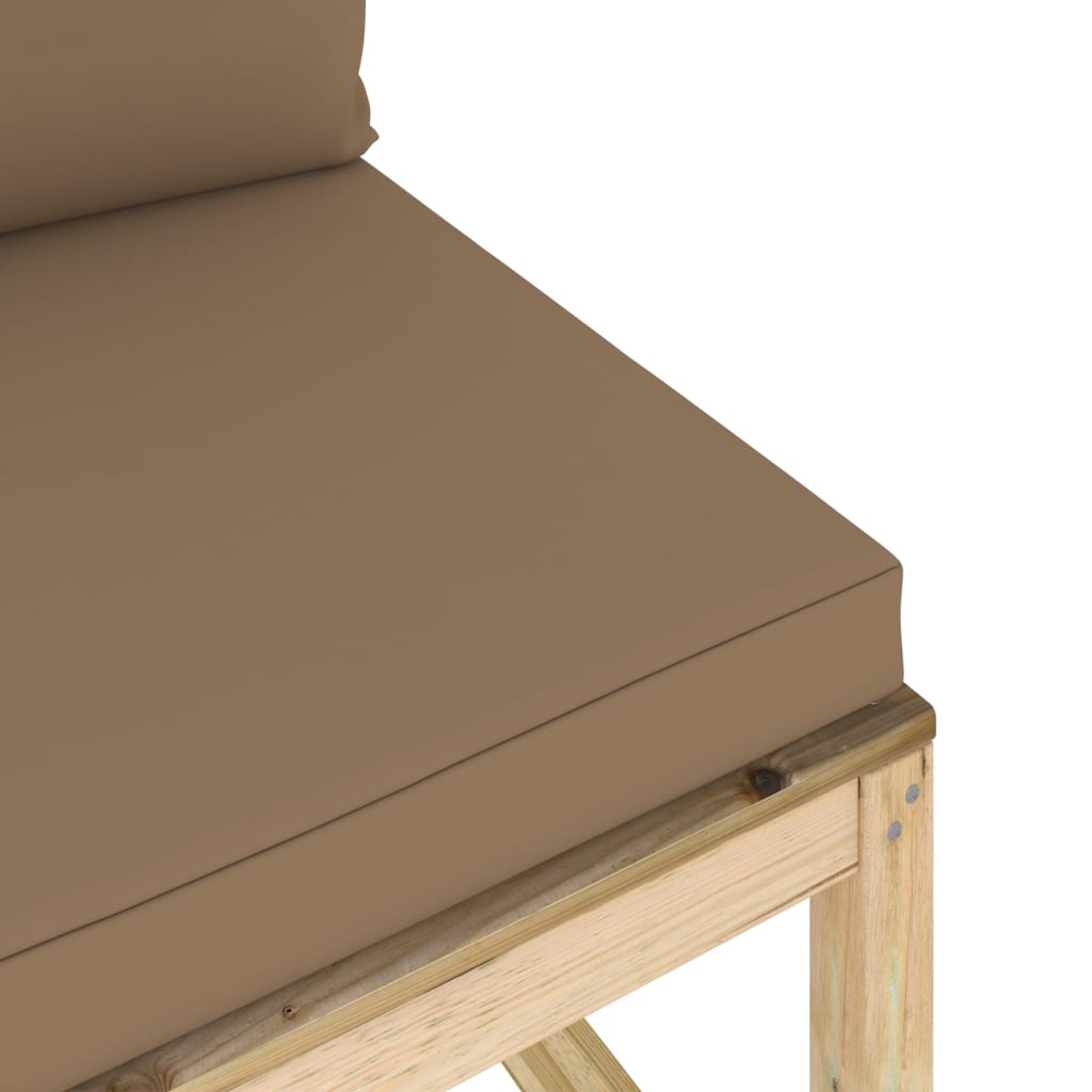 Garten-Mittelsofa mit Kissen Grün Imprägniertes Kiefernholz