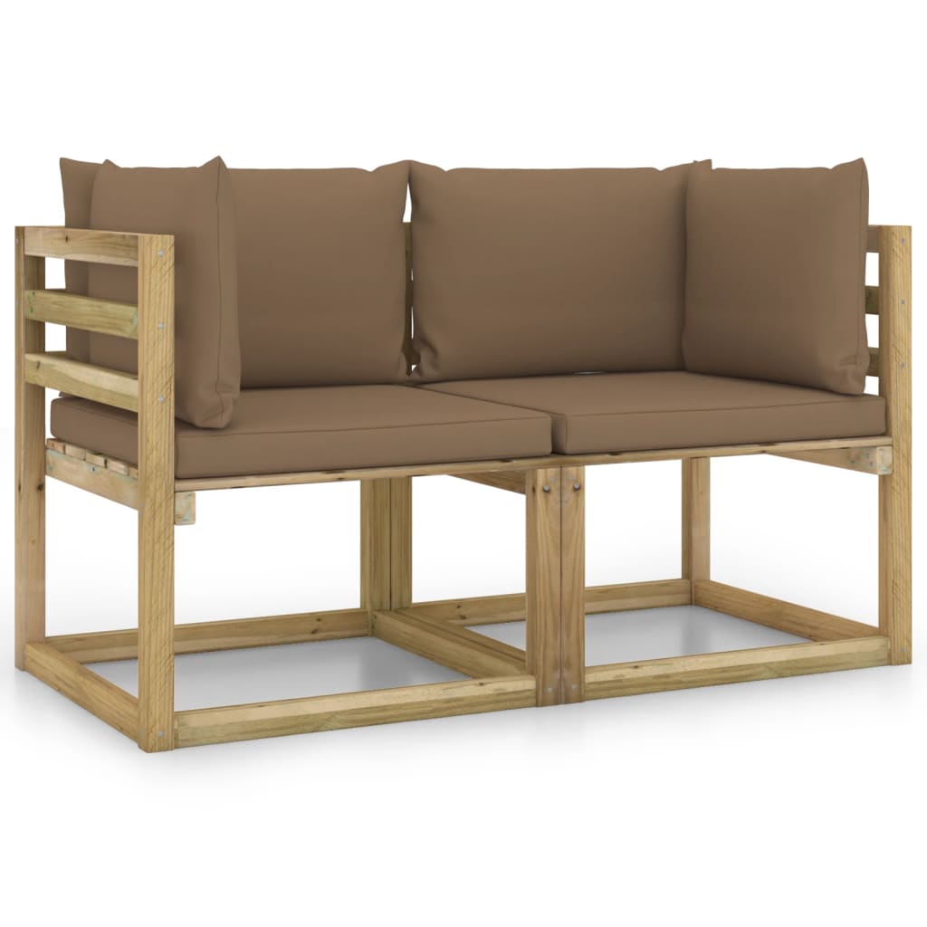 Garten-Ecksofas mit Kissen 2 Stk. Kiefernholz Grün Imprägniert