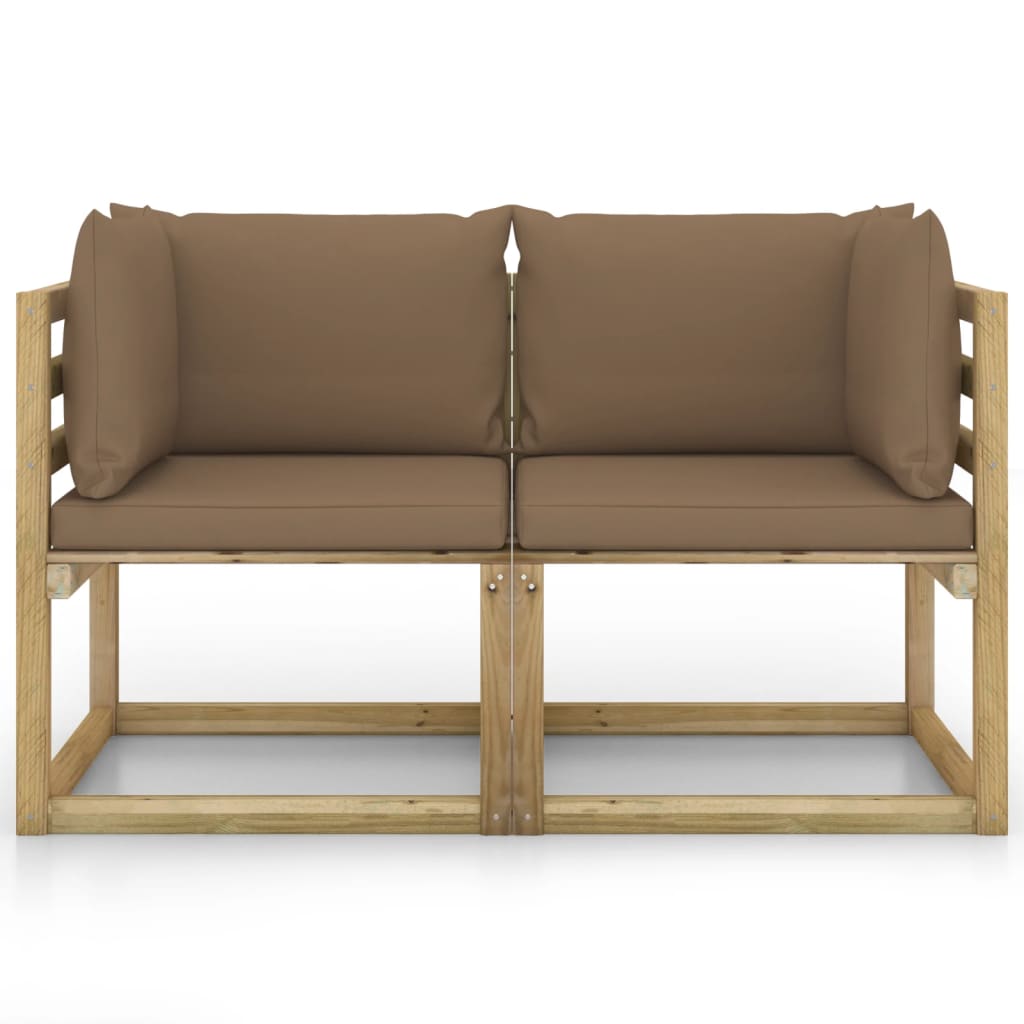 Garten-Ecksofas mit Kissen 2 Stk. Kiefernholz Grün Imprägniert