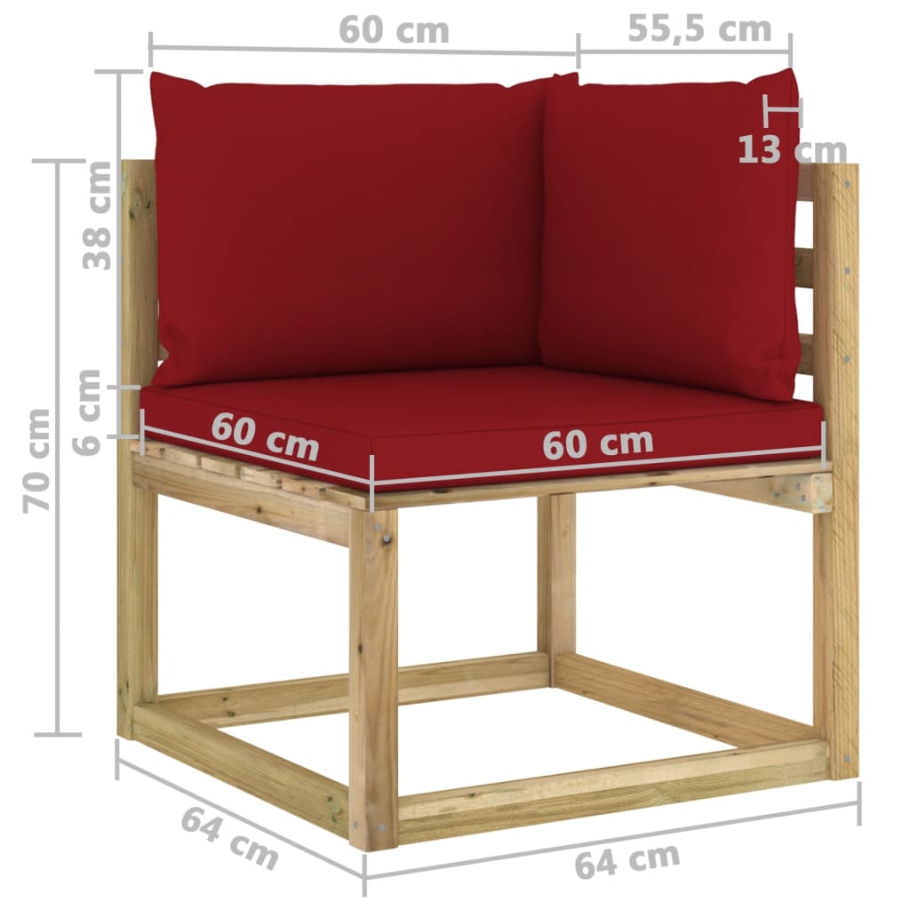 Garten-Ecksofa mit Kissen Grün Imprägniertes Kiefernholz