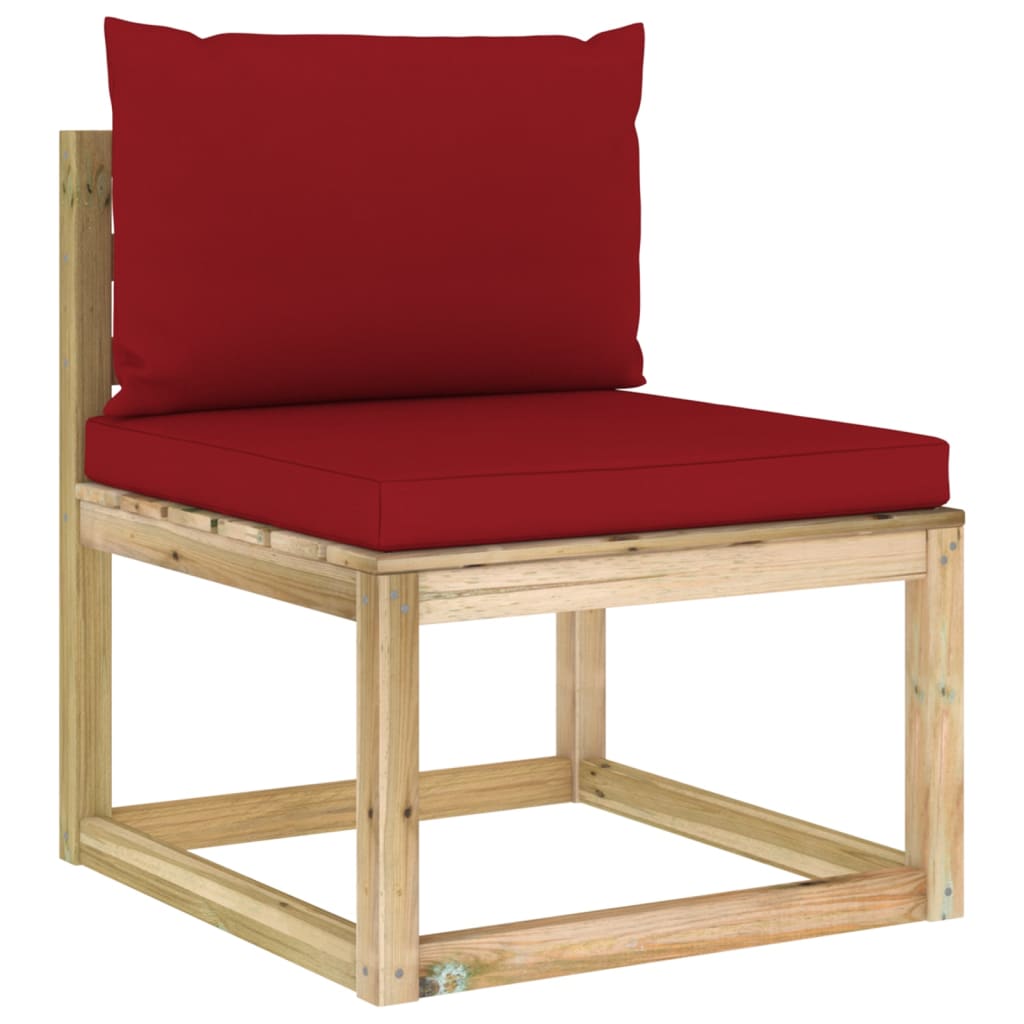 Garten-Mittelsofa mit Kissen Grün Imprägniertes Kiefernholz