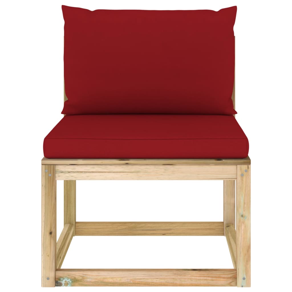 Garten-Mittelsofa mit Kissen Grün Imprägniertes Kiefernholz