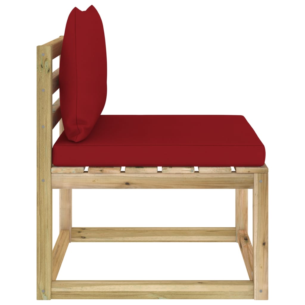 Garten-Mittelsofa mit Kissen Grün Imprägniertes Kiefernholz