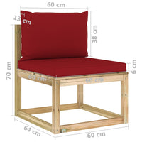 Thumbnail for Garten-Mittelsofa mit Kissen Grün Imprägniertes Kiefernholz