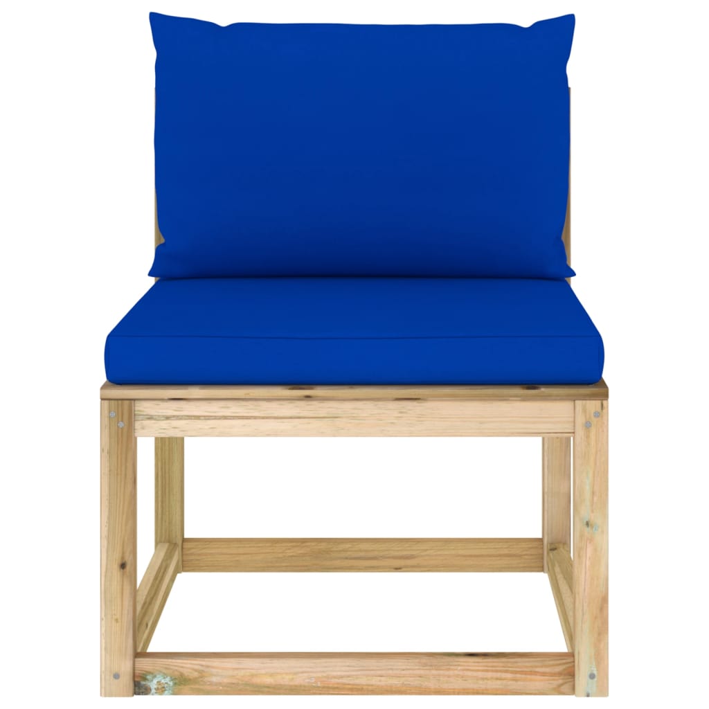 Garten-Mittelsofa mit Kissen Grün Imprägniertes Kiefernholz