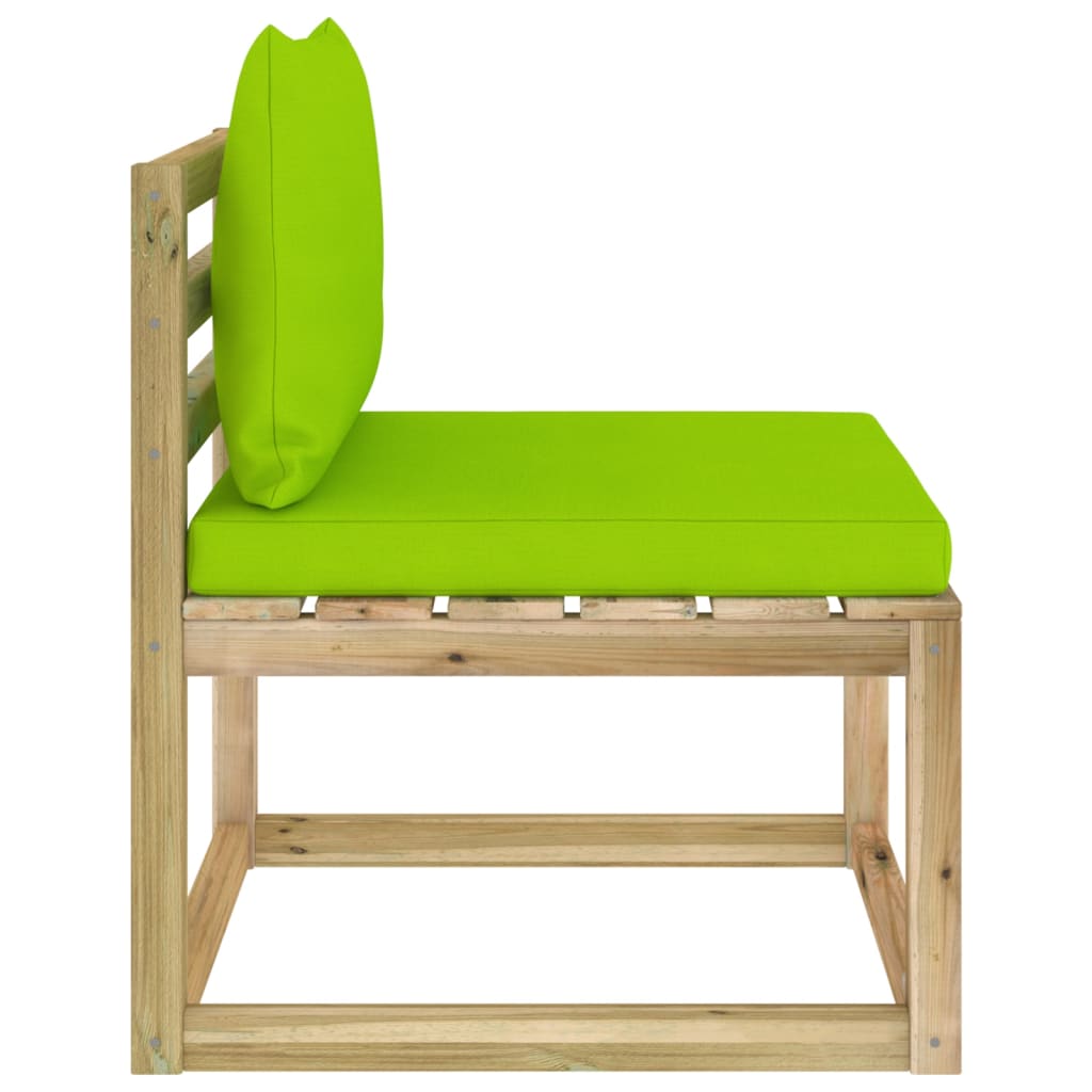 Garten-Mittelsofa mit Kissen Grün Imprägniertes Kiefernholz