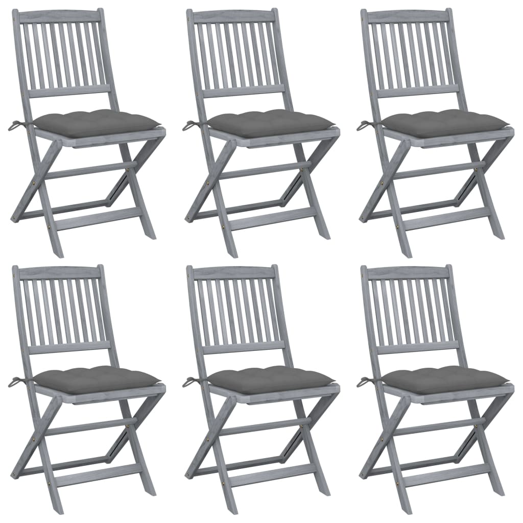 Klappbare Gartenstühle 6 Stk. mit Kissen Massivholz Akazie