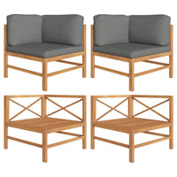 Thumbnail for Ecksofa 2 Stk. mit Dunkelgrauen Kissen Massivholz Teak