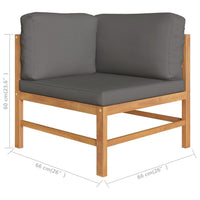 Thumbnail for Ecksofa 2 Stk. mit Dunkelgrauen Kissen Massivholz Teak