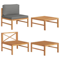 Thumbnail for 2-tlg. Garten-Lounge-Set mit Dunkelgrauen Kissen Teakholz