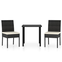 Thumbnail for 3-tlg. Garten-Essgruppe Poly Rattan Schwarz