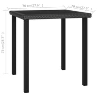 Thumbnail for 3-tlg. Garten-Essgruppe Poly Rattan Schwarz