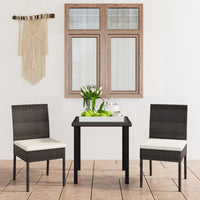 Thumbnail for 3-tlg. Garten-Essgruppe Poly Rattan Schwarz