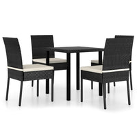 Thumbnail for 5-tlg. Garten-Essgruppe Poly Rattan Schwarz