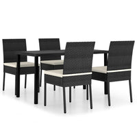 Thumbnail for 5-tlg. Garten-Essgruppe Poly Rattan Schwarz